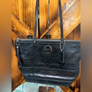 Coach Black Leather Tote Bag